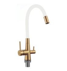Смеситель для кухни Fmark FS1062-C02 цвет Золото матовое Белый