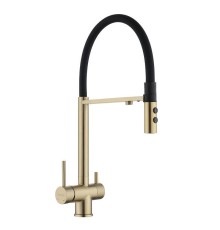 Смеситель для кухни Fmark FS1262-C01 цвет Золото матовое Черный