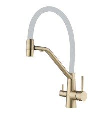 Смеситель для кухни Fmark FS1462-C02 цвет Золото матовое Белый