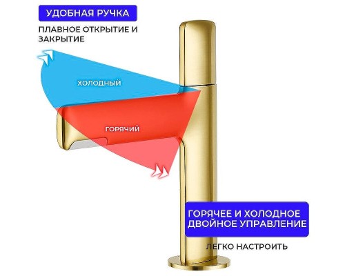 Смеситель для раковины Gappo G1052-81 Золотой сатин