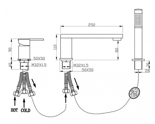 Смеситель на борт ванны Grocenberg GB6008NK цвет Никель