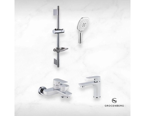 Комплект смесителей Grocenberg GB1009WC Белый Хром