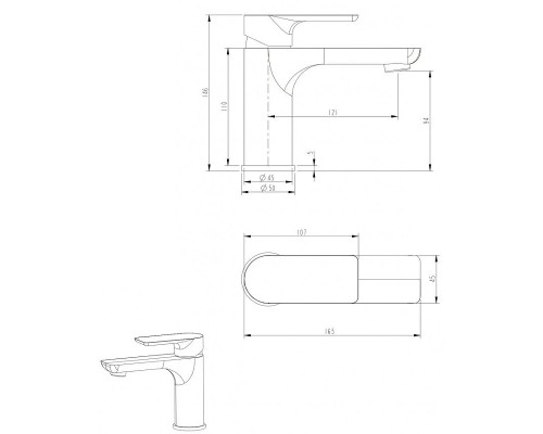 Смеситель для раковины Grocenberg GB2009BL Черный матовый