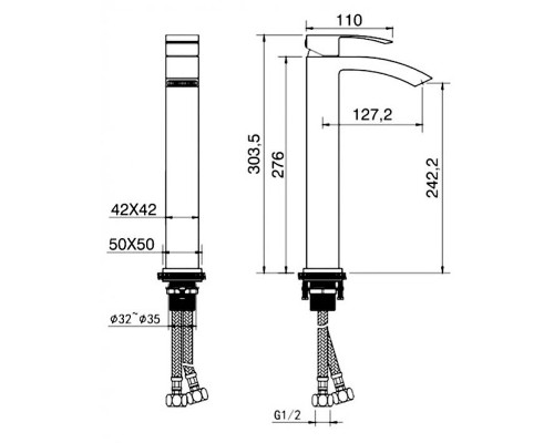 Смеситель для раковины Grocenberg GB3007CR Хром