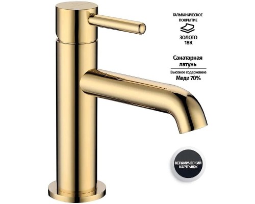 Смеситель для раковины Grocenberg GB2099GO Золото