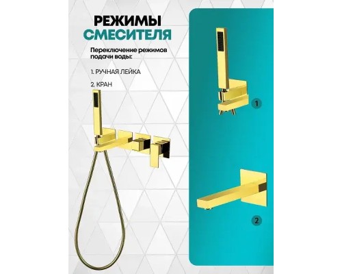 Смеситель для ванны Grocenberg GB5060GO Золото