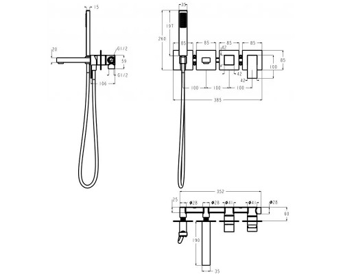 Смеситель для ванны Grocenberg GB5060NK Никель