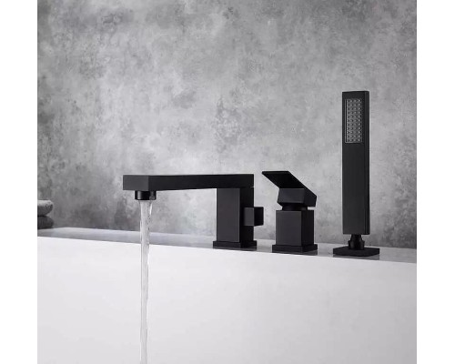 Смеситель на борт ванны Grocenberg GB6008BL Черный матовый