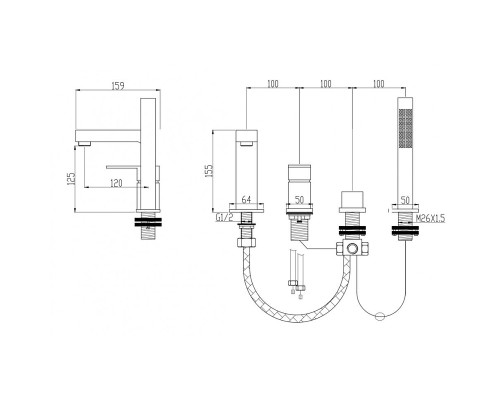 Смеситель на борт ванны Grocenberg GB6008-1CR Хром