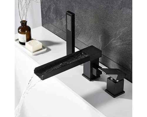 Смеситель на борт ванны Grocenberg GB6008-2BL Черный матовый