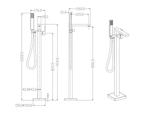 Смеситель для ванны Grocenberg GB800BR Бронза