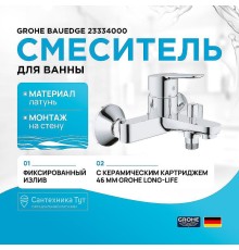 Смеситель для ванны Grohe BauEdge 23334000 Хром