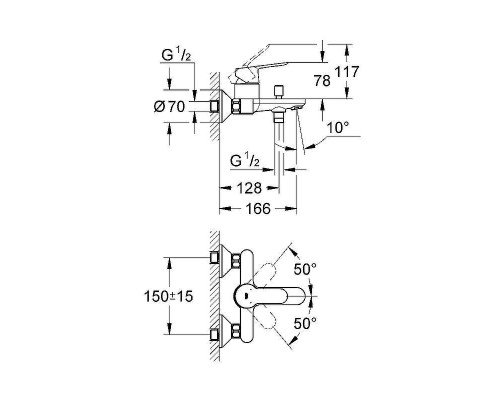 Смеситель для ванны Grohe BauEdge 23334000 Хром