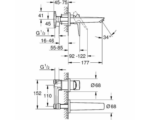 Смеситель для раковины Grohe BauEdge New 20474001 Хром