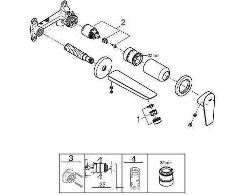 Смеситель для раковины Grohe BauEdge New 20474001 Хром