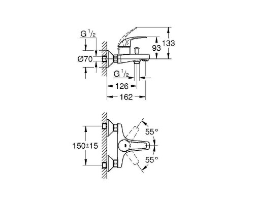 Смеситель для ванны Grohe BauCurve 23599000 Хром