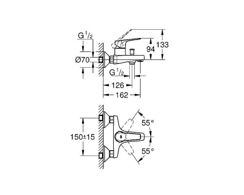 Смеситель для ванны Grohe Bauflow 23601000 Хром