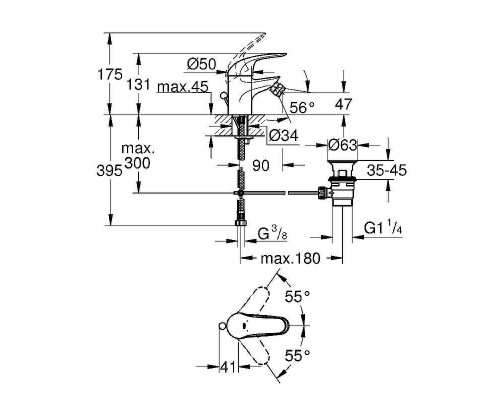 Смеситель для биде Grohe Euroeco 23263000 Хром