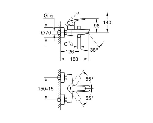 Комплект смесителей Grohe Eurosmart 123570 цвет Хром