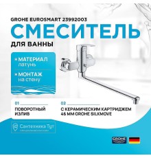Смеситель для ванны Grohe Eurosmart 23992003 универсальный Хром