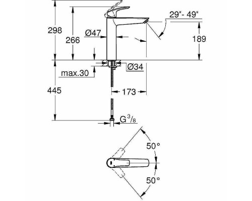 Смеситель для раковины Grohe Eurosmart 23971003 Хром