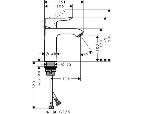 Смеситель для раковины Hansgrohe Metris 31084000 Хром