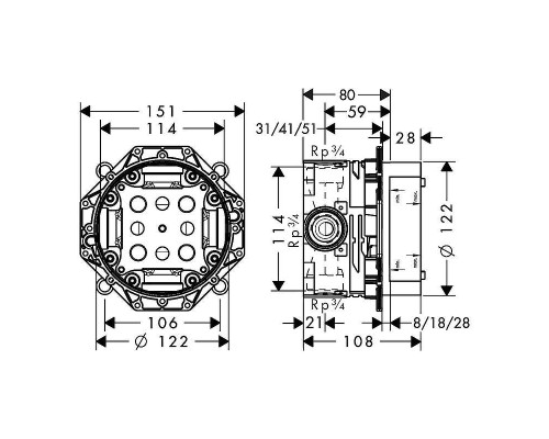 Смеситель для душа Hansgrohe Set HG Metropol 32565000S Хром