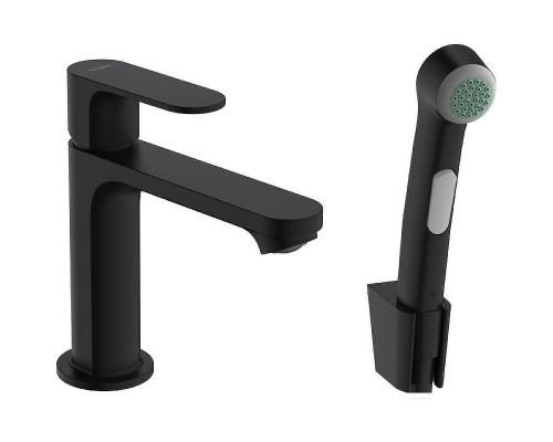 Смеситель для раковины Hansgrohe Rebris S 72215670 с гигиеническим душем Черный матовый