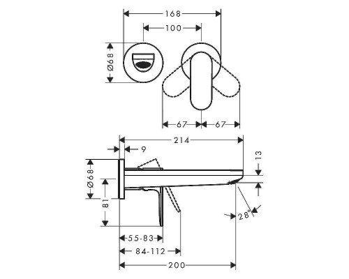 Смеситель для раковины Hansgrohe Rebris S 72528670 Черный матовый