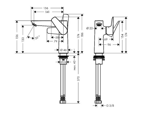 Смеситель для раковины Hansgrohe Talis E 71755000 Хром