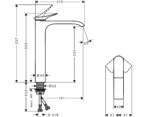 Смеситель для раковины Hansgrohe Vivenis 75042000 Хром