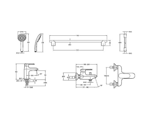Комплект смесителей Jacob Delafon Kumin E99900RU-CP Хром