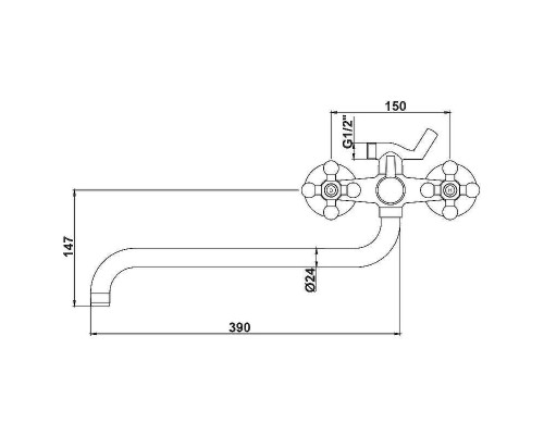Смеситель для ванны Kaiser Carlson Lux 11056 универсальный Хром