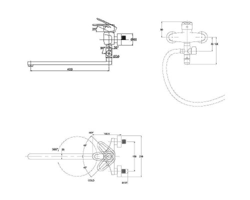 Смеситель для ванны Kaiser City 20455 универсальный Хром