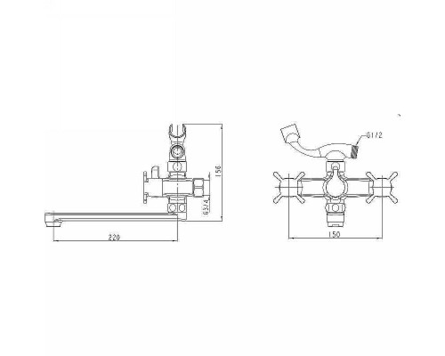 Смеситель для ванны Kaiser Cuatro 58022 универсальный Хром