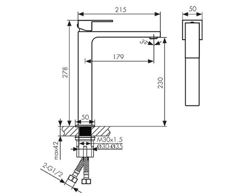 Смеситель для раковины Kaiser Cube 01311 Хром