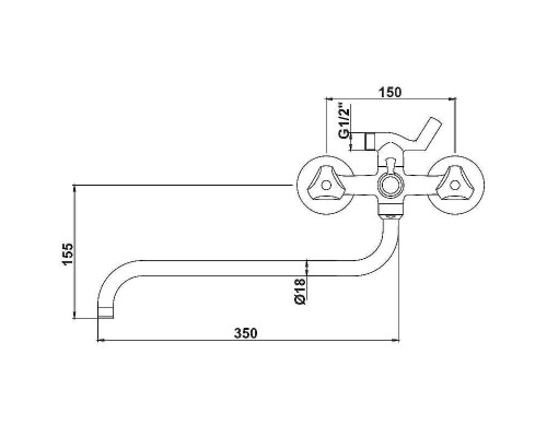 Смеситель для ванны Kaiser Delta 11090 универсальный Хром
