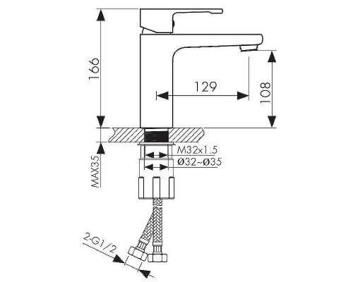 Смеситель для раковины Kaiser Elite 01011-2 Черный матовый