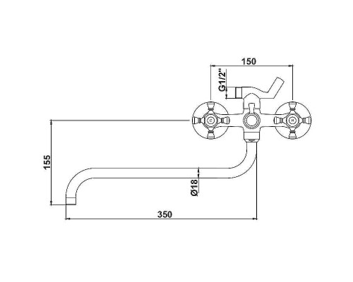 Смеситель для ванны Kaiser Grace 11070К универсальный Хром
