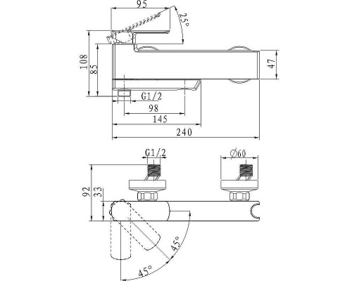 Смеситель для ванны Kaiser Saga 53022 Хром