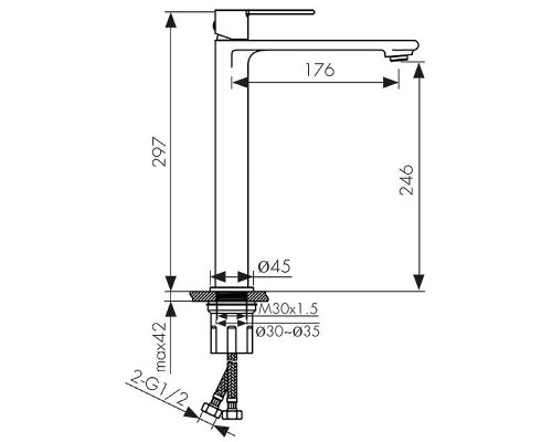 Смеситель для раковины Kaiser Serio 05411-15 Вороненая сталь