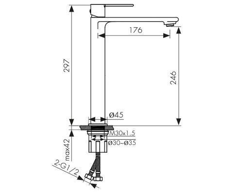 Смеситель для раковины Kaiser Serio 05411-3 цвет Шлифованное золото