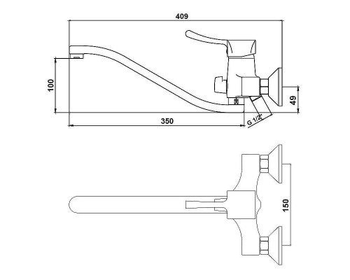 Смеситель для ванны Kaiser Verona 29055B универсальный Хром