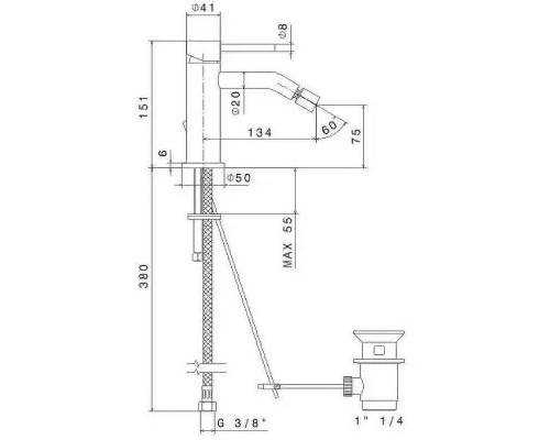Смеситель для биде Kerama Marazzi Eterna 69623XKM.50.050 Нержавеющая сталь
