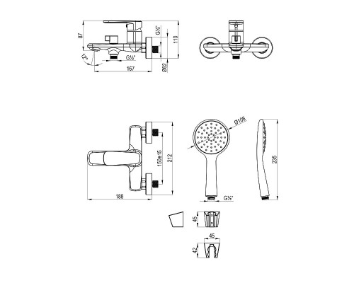 Смеситель для ванны Lemark Melior LMF-1022B-C цвет Хром