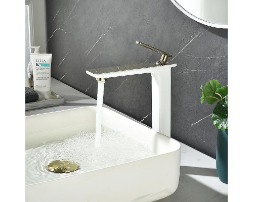 Смеситель для раковины Lemark Mista LM6409WG Белый Золото