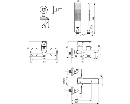 Смеситель для ванны Lemark Ursus LM7214BG цвет Золото матовое