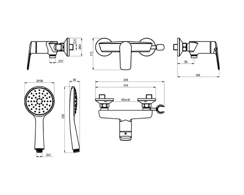Смеситель для душа Lemark Verba LM11403C цвет Хром