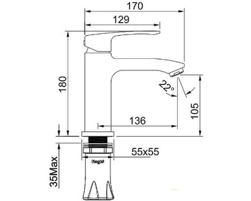 Смеситель для раковины Raglo R01.10.06 Черный матовый