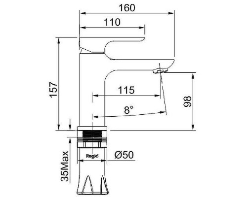 Смеситель для раковины Raglo R03.10.03 Золото матовое